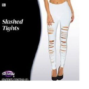White Slashed Tights Leggings Halloween Costume Accessory Adult Teen 15+
